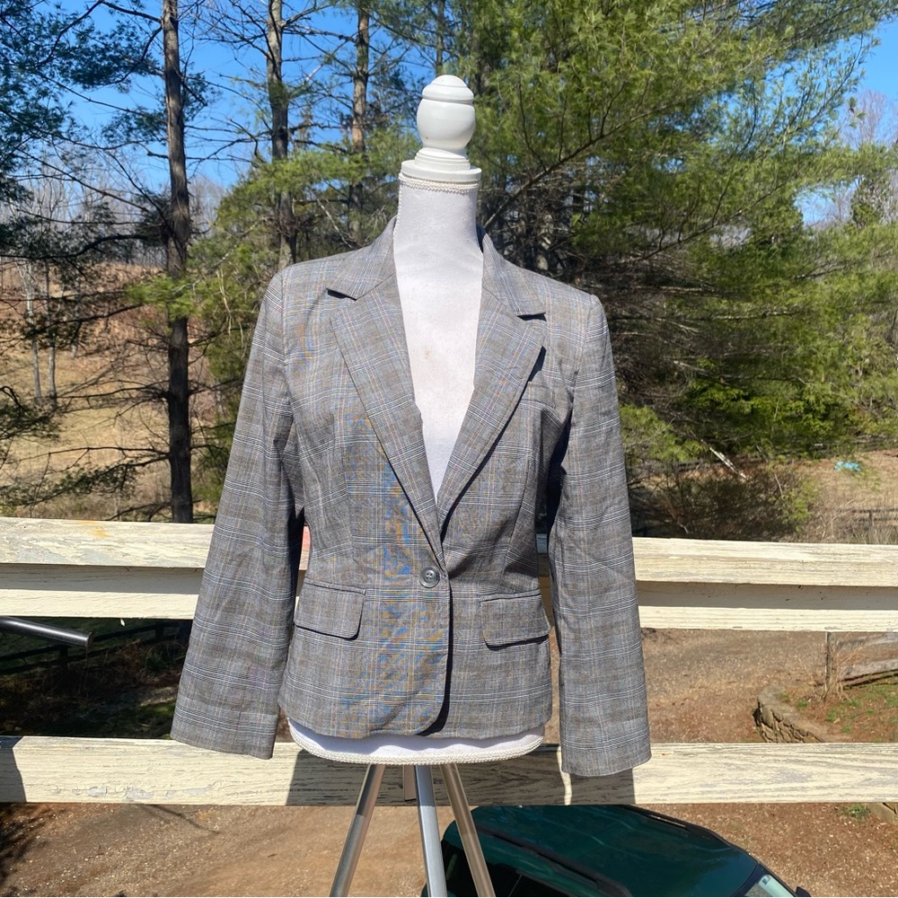Vintage Bloomingdale's Gray Plaid Women's Blazer